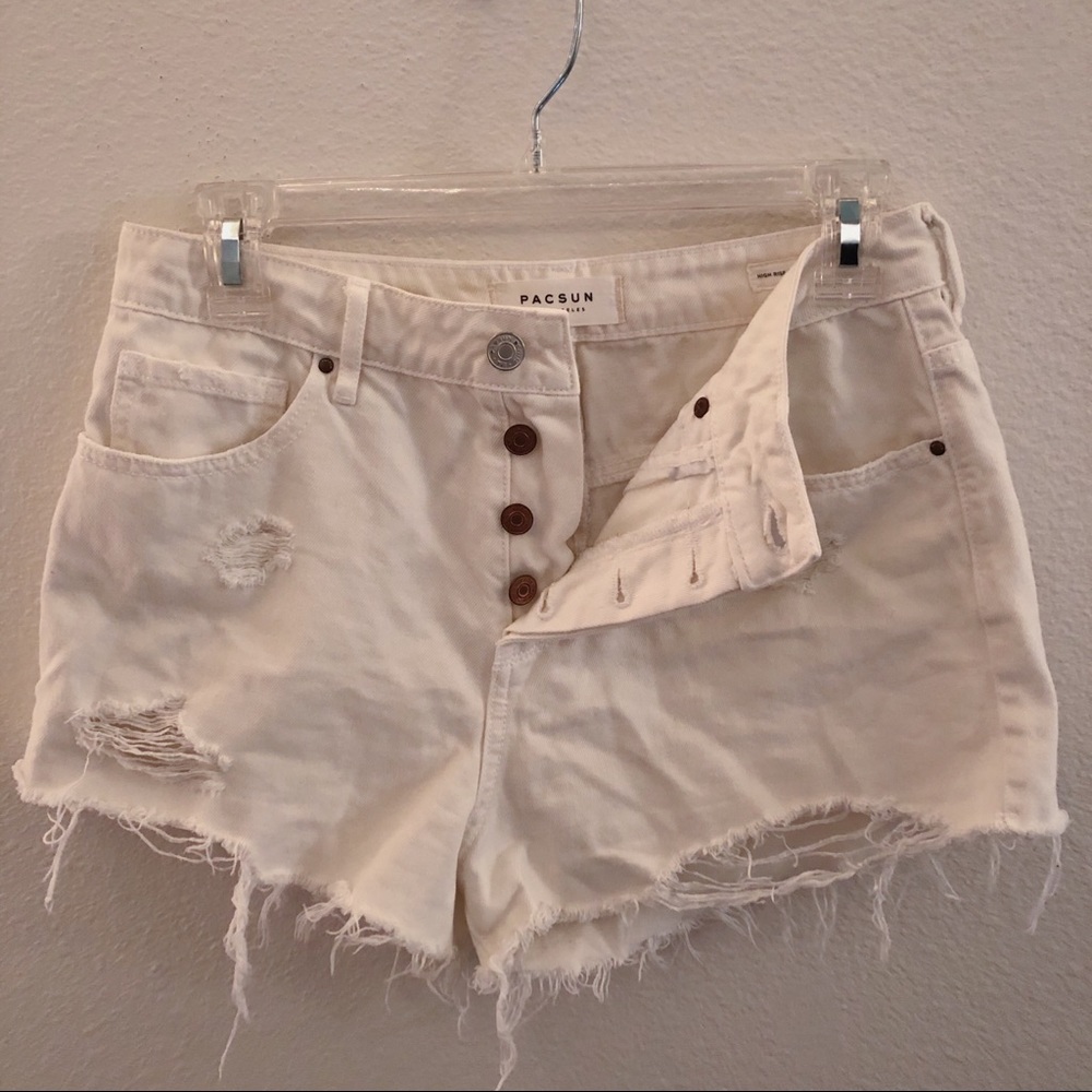 Pacsun white high waisted denim shorts
